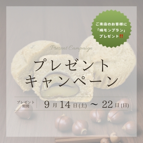 焼モンブラン　プレゼント「おかげさまで2周年を迎えます！！」