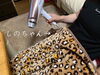 しのちゃんは、ヒョウ柄がだいすき。「『frere』さんへ、しのちゃんより。【まいぷれ・西京区・南区・編集部】」