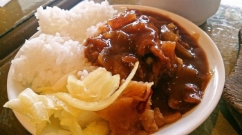 ビーフシチューをカレーの代わりにかけてみました