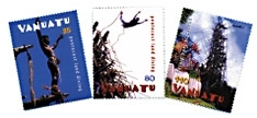バヌアツ共和国の伝統儀式をテーマに、2003年に発行した切手