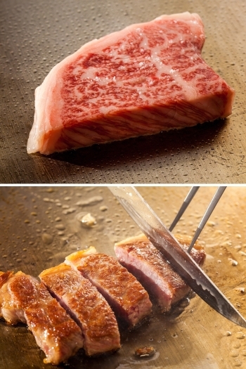 岩手が誇る前沢牛、岩手短角牛のサーロインステーキは絶品です。「肉料理 にくたろう」