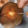 着火の様子③「火起こしにチャレンジ！？キャンプで使えるギア！ファイヤースターターのご紹介」