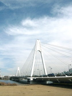 大師橋
ゲルバー式トラス橋（吊り橋に似た形）では東洋一といわれた旧大師橋の老朽化により、新しく生まれ変わった現在の大師橋。2006年11月に今の形に出来上がった。