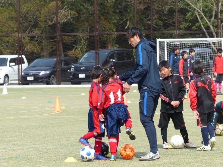 低学年の中には女子も（≧▽≦）　サッカーって楽しいね！