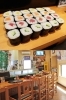 上）鮮やかな細巻はおつまみとしても人気
下）カウンター席
「一六鮨」