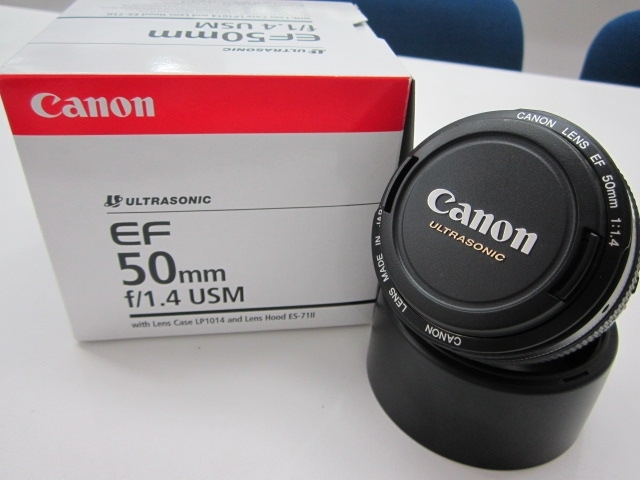 「カメラレンズ、Canon EF 50mm f/1.4 USMのお買取り！」