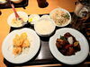 黒酢豚とエビマヨの定食「応援」