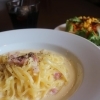 『イタリアン食堂　アルカティ』でモチモチ食感の生パスタのカルボナーラとサラダ食べ放題がセットのランチ【朝霞】