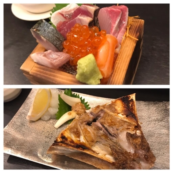 三浦半島の漁師さんから毎日直送される！「名物！海宝盛り」780円（上）<br>脂がのった「希少部位マグロのあご肉」780円（下）