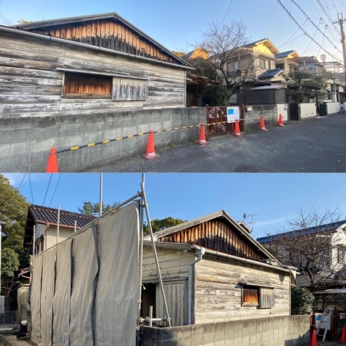 ♪さぁいよいよ重機作業開始です♪「♪夢の果樹園のための古家の解体工事です♪　【伊丹の建物解体・内装解体・店舗改修・遺品整理・生前整理】」