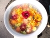 まあまあ（笑）お！バラの上に宝石のような氷が☆「氷花　花手水風」