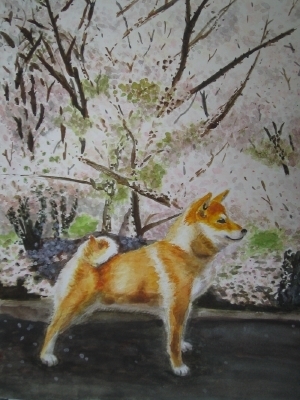 「一般科生徒作品　｢犬と桜の木」」