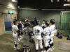 試合前の室内練習場「秋季リーグ戦　Bの部　準優勝！」