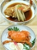 上：キンキの煮付け　下：どうまん蟹「割烹田中」