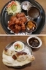 上）人気のから揚げランチ
下）カレーセット「インド料理 デリー あわら店」