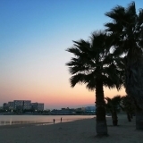 4月夕暮時の香櫨園浜