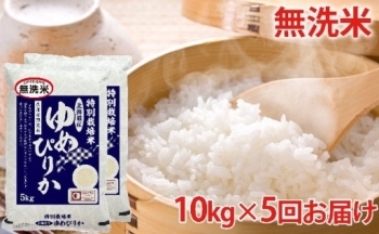 [№5665-0768]無洗米　北海道赤平産ゆめぴりか特別栽培米10kg×5回お届け