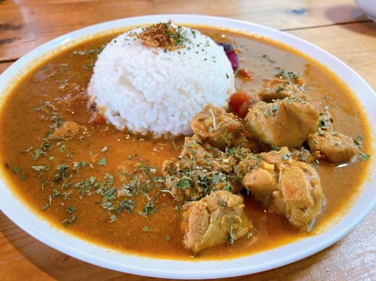 こちらは同僚が食べたスパイスチキンカレー。<br>後からピリっとするスパイシーなカレーでした☆