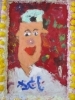 「子供絵画　幼稚園児の油絵「パパ」」