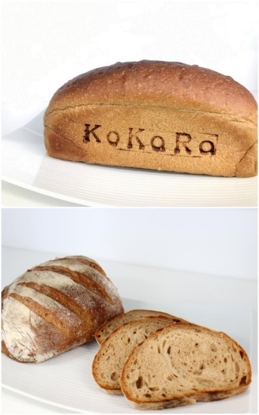 上：KoKaRa食パン30は看板商品！<br>下：赤ワインにオーバル