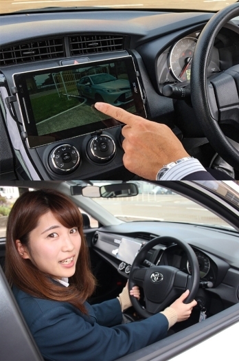 車載タブレットを使い、都度わかりやすく解説しています。「新発田自動車学校」