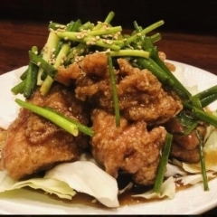 つくば鶏の常陸太田産ネギの油淋鶏