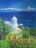 「絵画教室一般科　生徒作品　(灯台の見える風景）」