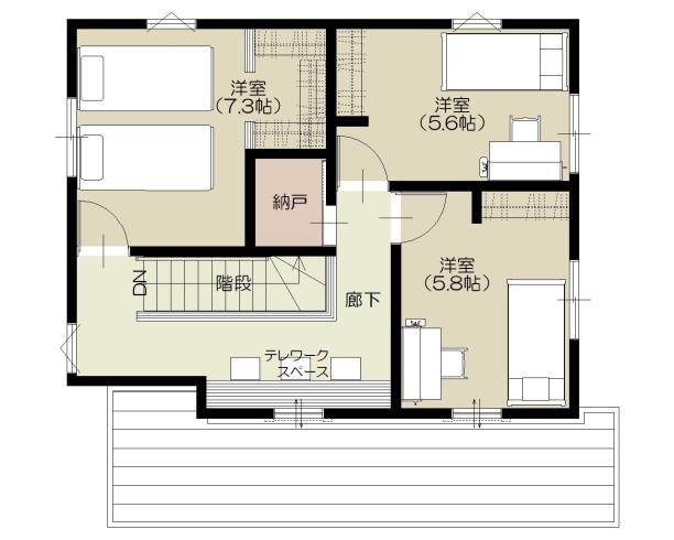 ◆2階建て　2Ｆ　3LDK　カリフォルニアスタイル「◇優良住宅地に2階建て『カリフォルニアスタイルの家』参考プラン完成！！」