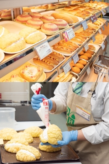 お店には焼きたてのパンが、種類豊富にずらりと並びます。「デイリーヤマザキ 新発田島潟店」