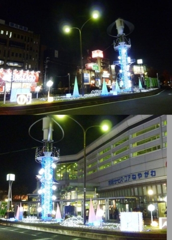 「12月1日 寝屋川@京阪『寝屋川市駅』　毎年恒例、駅前西側のイルミネーション、点灯しました！！」