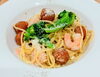 イタリアンベースの本格パスタ「エビとイカのおすすめリゾット＆スパゲッティ」