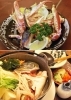 上：焼きカニ
下：ひとりちゃんこ鍋「そば富」