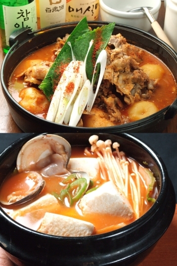上：カムジャタン
下：スンドゥブチゲ「韓国料理 ととり」
