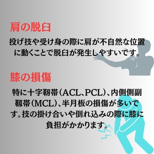 肩の脱臼、膝の損傷「柔道に多いケガ」