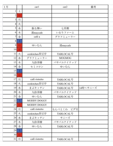 1月のシロキタキッチンパーク出店スケジュール Tablocalのニュース まいぷれ 和歌山市