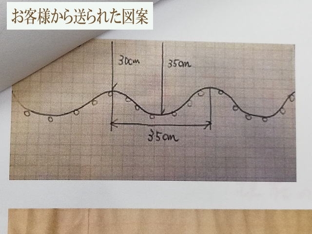 お客様からの図案「依頼図案と写真からの縫製」