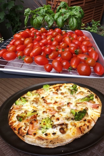 採れたての完熟トマト
野菜たっぷりのピザ「カフェ アープ」