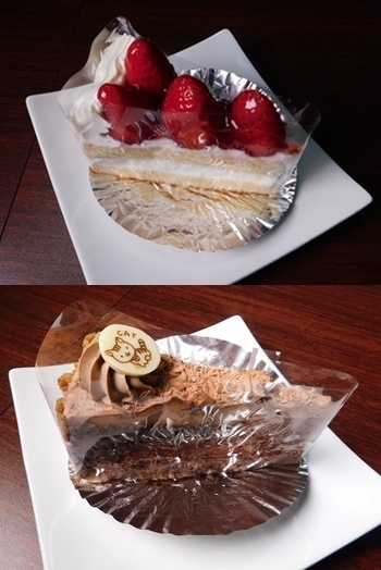 上：ショートケーキ　330円
下：ショコラ　330円「cake shop なぽれおん」