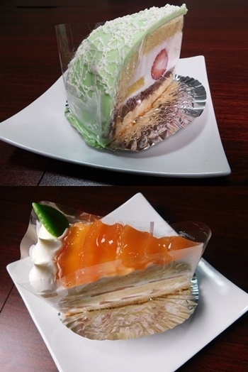 上：メロントルテ　330円
下：りんごのケーキ　330円「cake shop なぽれおん」