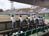 ベンチから応援する選手達「秋季リーグ戦　Bの部　準優勝！」