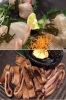 写真上　人気の昆布〆食べ比べ
写真下　能登直送のもみいか炙り「酒場 ダイフク」