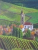 「絵画教室生徒作品 「山間の町」」