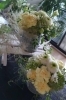 ペットの御供アレンジ。2匹のワンちゃんのお写真の側にお花を「calm fleur」