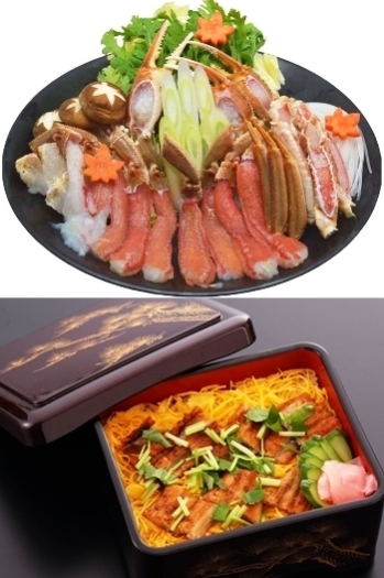かにすき鍋　6600円
あなごめし　1540円「寿司・季節料理  松葉寿司」