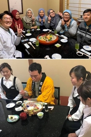 ハラル寿司で笑顔に
インターン学生とのコラボメニュー「結」「寿司・季節料理  松葉寿司」