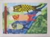 「子供絵画教室　中学生の作品「鯉のぼりの砂絵」」