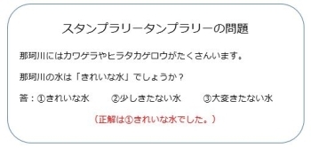 スタンプラリー の問題<br>カワゲラとヒラタカゲロウ（いずれも指標生物）と水質階級