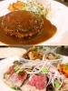 和牛100%ハンバーグと日替りワンプレート盛合せランチ♪♪「ダイニングカフェ＆バー シバサキ」