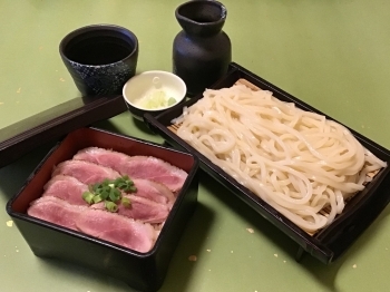 鴨タタキ丼セット　￥1,200「竹林庭」