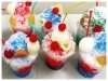 かき氷は小学生の作品。色付けや飾りの配置も個性が出ます。「べあ_フードサンプル」
